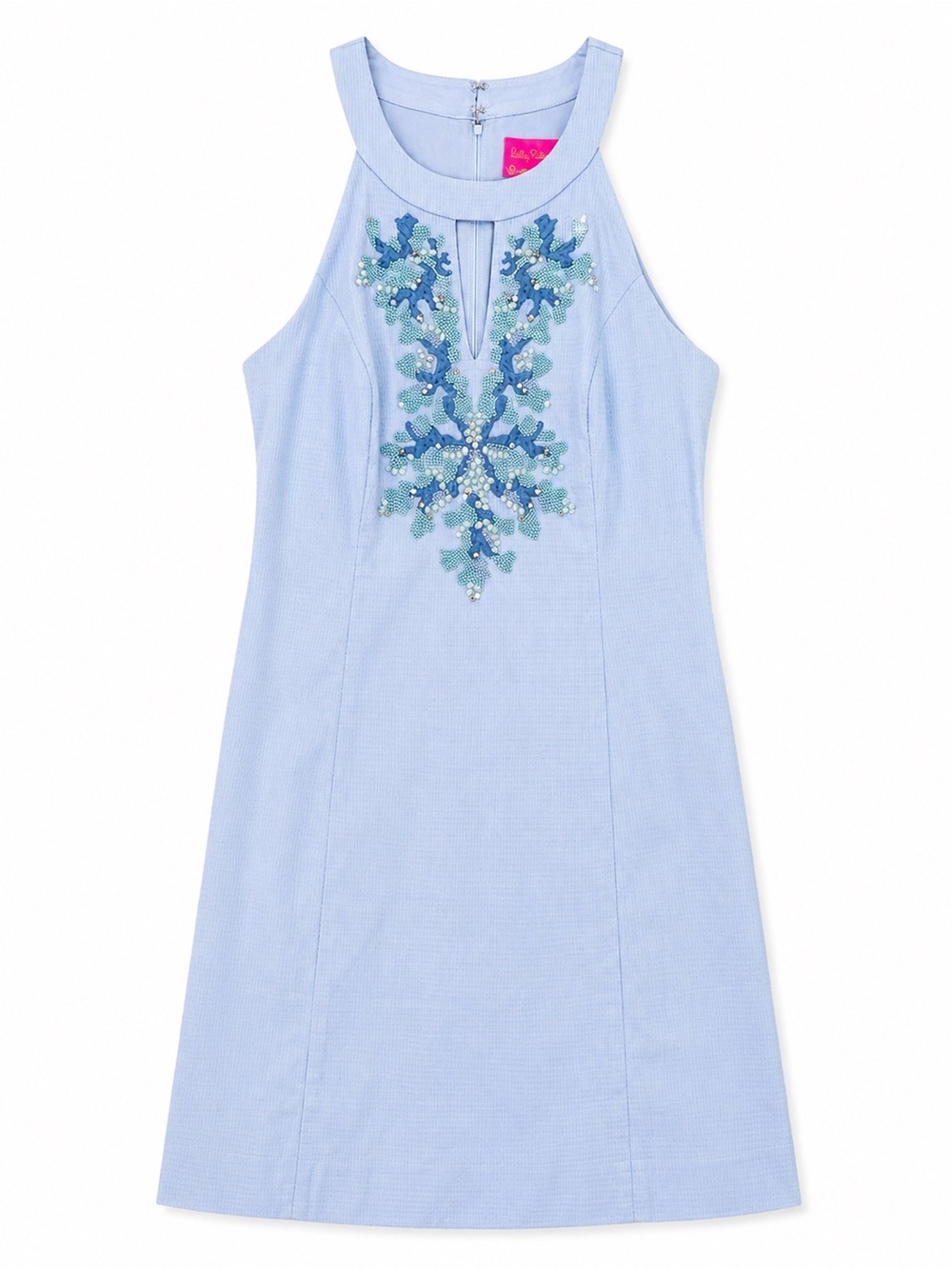 Lilly Pulitzer Jena‎ Stretch Shift Dress Blue Periwinkle Tint Corals Size 6